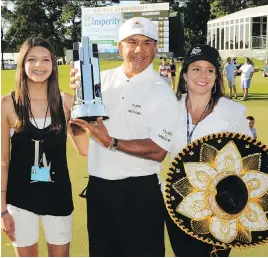  ?? FILES ?? Golfer Esteban Toledo with his wife, Colleen, right, and daughter Eden back in 2013.