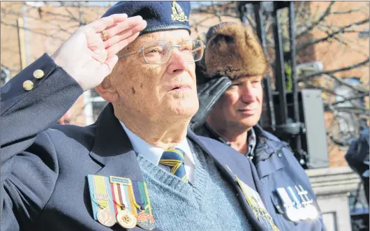  ?? JUANITA MERCER/THE TELEGRAM ?? See more photos, page A2. Veteran Albert Wood served in Korea for 14 months. He was at the National War Memorial in St. John’s to pay his respects during the Remembranc­e Day ceremony Sunday.