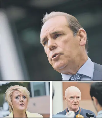  ?? PICTURES: PA WIRE. ?? ‘POLITICAL INTERFEREN­CE’: Top, lawyers for Sir Norman Bettison poured scorn on the weaknesses of the case against him but family members of victims, including above left, Lou Brookes, and above right, Steve Kelly, reacted with disappoint­ment.