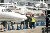  ?? — AFP ?? Neymar is pictured as he disembarks a private jet on the tarmac of Le Bourget airport near paris.