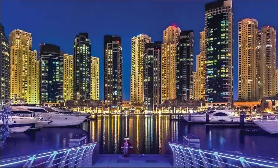  ??  ?? Dubai Marina, an artificial canal city made along the Persian Gulf.