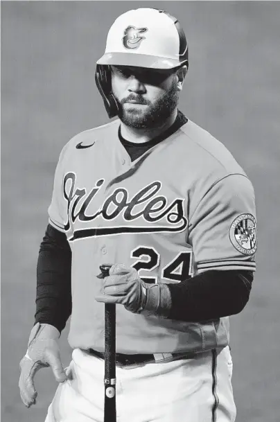  ?? NICK WASS/AP ?? The Orioles’ DJ Stewart waits on deck during a game against the Rays on Sept. 19 in Baltimore.