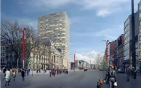  ?? FOTO RR ?? Zo zullen de Antwerp Tower en het Operaplein eruitzien als ze afgewerkt zijn in 2020.
