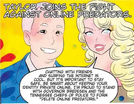  ?? ?? Ilustracio­nes pertenecie­ntes al comic sobre Taylor Swift.
DL