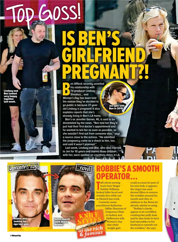  ??  ?? Jen split with Ben in 2015. Lindsay and Ben looked very happy together last week.