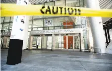  ?? Noah Berger / Special to The Chronicle ?? Caution tape blocks an entrance to the Transbay transit center in April during work to repair cracked support girders.