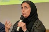  ?? Photo by Shihab ?? Sheikha Lubna Al Qasimi addresses a session at Emirates Airline Festival of Literature. She stressed that the UAE is a multicultu­ral country, but residents live in harmony. —