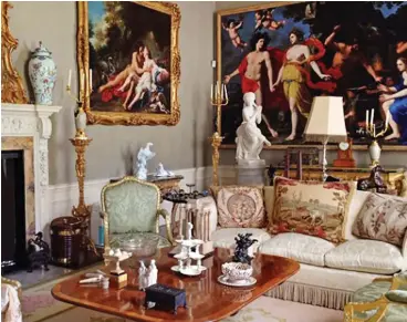  ??  ?? Opulent: The sprawling stately home is decorated with valuable paintings and antiques