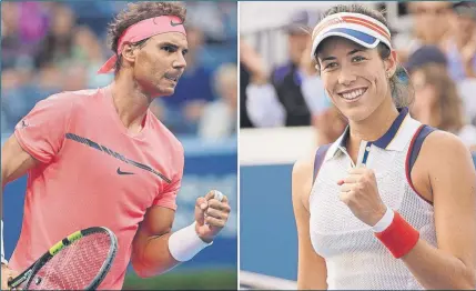  ?? FOTOS: EFE ?? La referencia del tenis mundial, Rafa Nadal y Garbiñe Muguruza, número uno del planeta a la vez