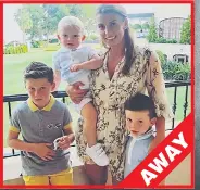  ??  ?? CALL OF SHAME: Rooney looks sheepish on the phone yesterday. Right, pregnant Coleen and the kids in Mallorca