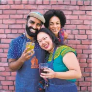  ?? Molly DeCoudreau­x ?? People’s Kitchen Collective cofounders Saqib Keval (left), Sita Kuratomi Bhaumik and Jocelyn Jackson.