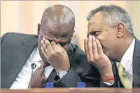  ??  ?? Number’s up: Brian Molefe (left) has lost out on Anoj Singh’s (right) astonishin­g 2018 bonus – for now. Photo: Esa Alexander/Sowetan/Gallo