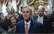  ?? JOSE LUIS MAGANA — THE ASSOCIATED PRESS ?? Speaker of the House Kevin McCarthy, R-Calif., leaves the House Chamber after President Joe Biden’s State of the Union address to a joint session of Congress at the Capitol in Washington on Feb. 7.