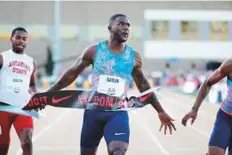  ?? Rex Features ?? Justin Gatlin turned on the gas in the final 20m at Sacramento’s Hornet Stadium to reel in Coleman for a win in 9.95 sec.