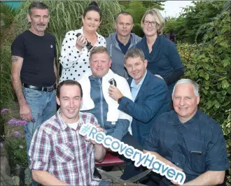  ??  ?? Launching the Movember ‘100 Men/€100’ campaign at Recovery Haven Haig’s Terrace, Traleewere (front ) Mike Smith and Anthony Griffin. (Back) James Kelly, Marisa Reidy (Recovery Haven), Brian McCannon, Siobhan McSweeney (Recovery Haven) and Junior Locke (SVDP).