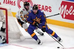  ?? (USA Today Sports) ?? AUSTON MATTHEWS (right) of the Toronto Maple Leafs and Connor McDavid of the Edmonton Oilers shone brightest at the All-Star Weekend in Toronto. with a time of 44.178, nearly six seconds slower than Boston’s David Pastrnak, who missed the net and had to retrieve the puck. He did score in his first shift in the AllStar Game before being booed in his shootout attempt.