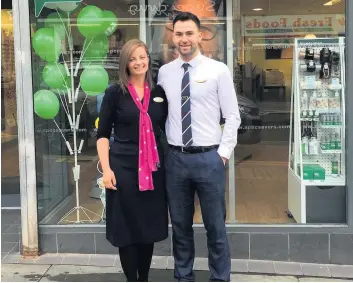  ??  ?? Promotion Ewan and Laura have now qualified as partners across Specsavers in Airdrie and Coatbridge