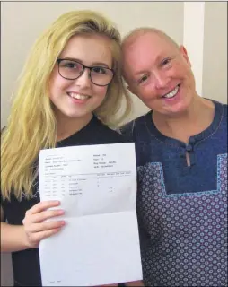  ??  ?? Highworth Grammar School pupil Abi Lendrum celebrates her fantastic A-level results along with her mother, Maggie