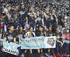  ?? Associated Press ?? Gonzaga celebrates after the team defeated Saint Mary’s in the finals of the West Coast Conference men’s tournament, Tuesday, in Las Vegas.