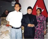  ?? PROVIDED ?? Swadesh Shrestha with his parents in their tea booth at an internatio­nal trade fair in Berlin in the 1980s.