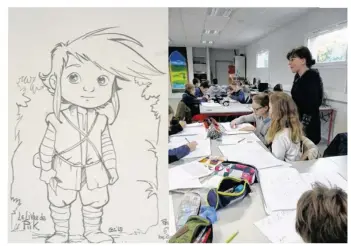  ??  ?? Pendant l’atelier, les élèves de 6e ont créé un personnage inspiré de l’univers de Tolkien.