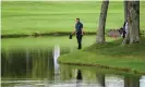  ?? Photograph: Keyur Khamar/PGA TOUR ?? Jordan Spieth looks for his ball in the water on the 18th at the St Jude in Memphis this month. He has not won a single tournament since the Open in 2017.