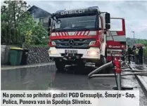  ?? ?? Na pomoč so prihiteli gasilci PGD Grosuplje, Šmarje - Sap, Polica, Ponova vas in Spodnja Slivnica.