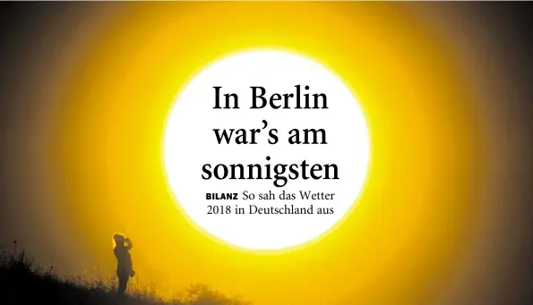  ?? DPA-BILD: STRATENSCH­ULTE ?? Sonnig war es 2018 zwar in ganz Deutschlan­d, doch nirgendwo schien die Sonne mehr als in Berlin.