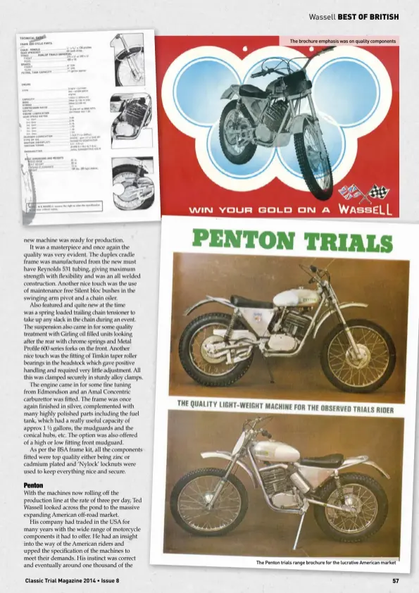  ??  ?? The brochure emphasis was on quality components­The Penton trials range brochure for the lucrative American market