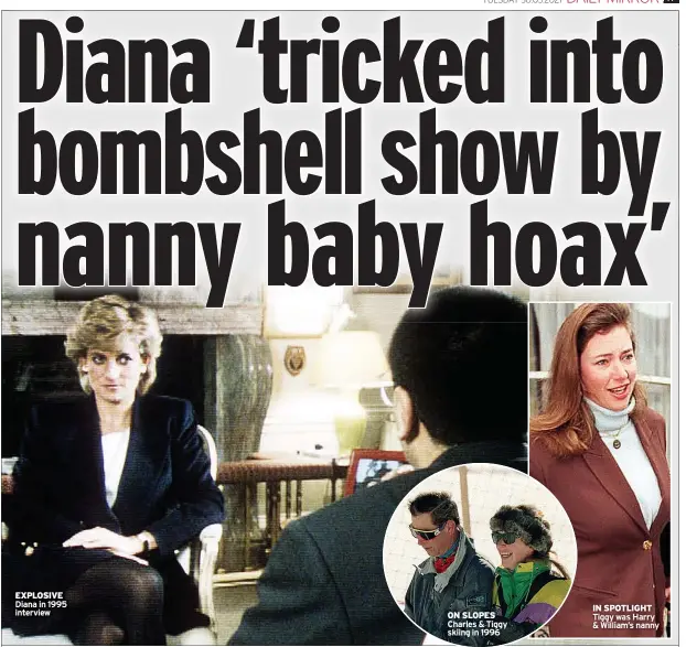  ??  ?? EXPLOSIVE Diana in 1995 interview
ON SLOPES Charles & Tiggy skiing in 1996
IN SPOTLIGHT Tiggy was Harry & William’s nanny