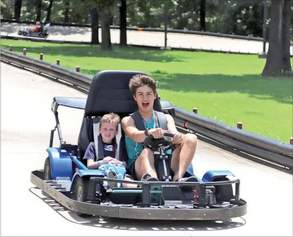  ?? Photos submitted ?? Campers can enjoy a go-cart racetrack at New Life Ranch Frontier Cove in Adair, Okla.