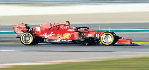  ?? AFP ?? Ferrari’s Charles Leclerc drives during a test in Barcelona last month.