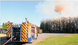  ?? Photo / Dean Taylor ?? Te Awamutu Volunteer Fire Brigade had to relay water to a fire in a kiwifruit orchard shelterbel­t off Greenhill Drive last Thursday morning.