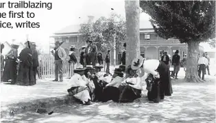  ??  ?? Ma¯ori men and women congregate outside the Rotorua courthouse on election day, possibly in 1908. From 1868 until 1951, voting for the Ma¯ori seats took place on a different day to the general (European) election.