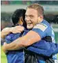  ?? Picture: GETTY IMAGES ?? BIG WIN: Ollie Hoskins of the Force celebrates after defeating the Bulls in Perth yesterday