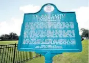  ?? ?? A historic marker on Matchett Road in Orlando marks the homestead site where Harney built his pine castle in 1873.