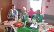  ?? ?? Donna and Jonathan Pye, May Somerville, Phemia Gregg and Florence Earls at the Macmillan Coffee Morning in Belleek.