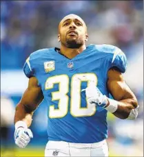  ?? Robert Gauthier Los Angeles Times ?? RUNNING BACK Austin Ekeler, the Chargers’ top rusher the last few seasons, should be a hot commodity in free agency.