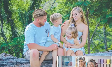  ?? Pictures: Bridie Jayne Photograph­y ?? HAPPY FAMILY: Karlie and Mason Ross with their children Leo and Ellie, just weeks before Ellie’s Leukaemia diagnosis. RIGHT: Maddison Hogarth (left) and Amanda Kane at the Bubbles and Blowdries for Ellie event.