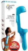  ??  ?? Spray sunscreen makes it easier to reach those hard-to-protect parts of the body, but even it needs a little help. The Cabana Boy wand enables users to snap in a spray bottle and apply sunscreen without the help of a fellow human.