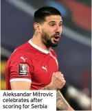  ??  ?? Aleksandar Mitrovic celebrates after scoring for Serbia