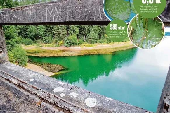  ??  ?? Voda v nádrži Švihov Odtud se bere voda pro Prahu, má uprostřed léta zelenou barvu. Foto: Michal Šula, MAFRA