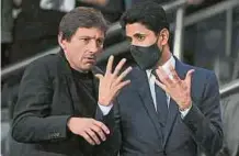  ?? EFE ?? Nasser Al-khelaïfi y Leonardo (i) serán investigad­os por la UEFA.