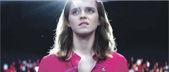  ?? Frank Masi STX Entertainm­ent ?? EMMA WATSON’s full-bore conversion to high-tech corporate star as Mae Holland happens with unbelievab­le speed in the choppy, middling Orwellian “Circle.”