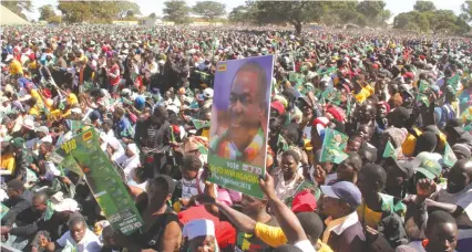  ?? —Picture: Tawanda Mudimu ?? Part of the thousands of people who attended President Emmerson Mnangagwa’s rally at Rudhaka Stadium in Marondera yesterday.