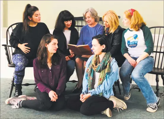  ?? Jacqui Hubbard / Contribute­d photo ?? The cast of the Ivoryton play, from back left, includes Bethany Fitzgerald, Bonnie Black, Ellen Barry, Gerrianne Genga, Jes Bedwinek and, in front, Anna Fagan and Sarah Jo Provost.