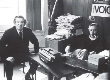  ??  ?? THE ‘WRITE’ PLACE: Co-founders Norman Mailer (left) and Dan Wolf, seen here in 1964, helped guide the Village Voice to success. Below, Nat Hentoff wrote for the Voice for five decades, until 2009.