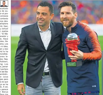  ??  ?? POLÉMICA. Xavi, con Messi en la última jornada de la actual Liga.