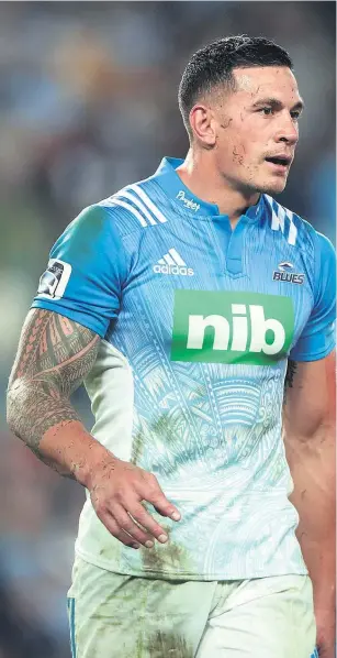  ??  ?? Sonny Bill Williams exited the Blues game in Sydney close to halftime.