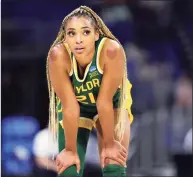  ?? Carmen Mandato / Getty Images ?? Baylor’s DiJonai Carrington was picked by the Connecticu­t Sun in the WNBA draft Thursday.